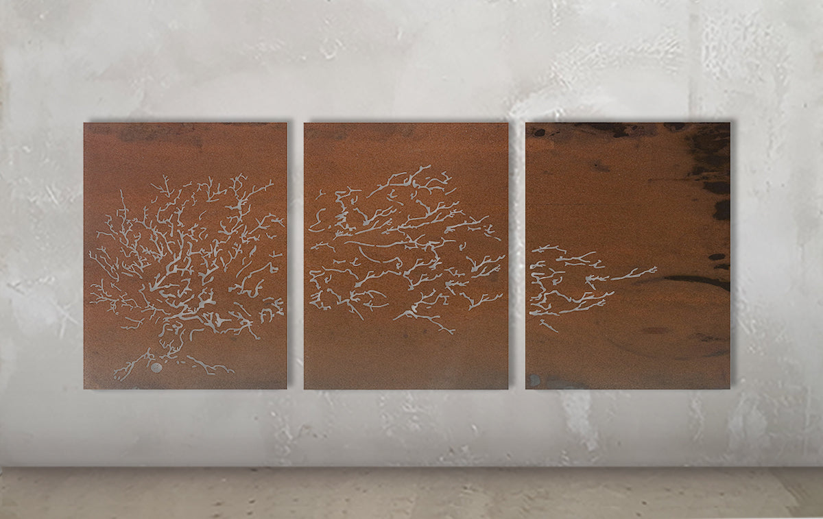 Coral Fan Triptych – Metal Wall Art