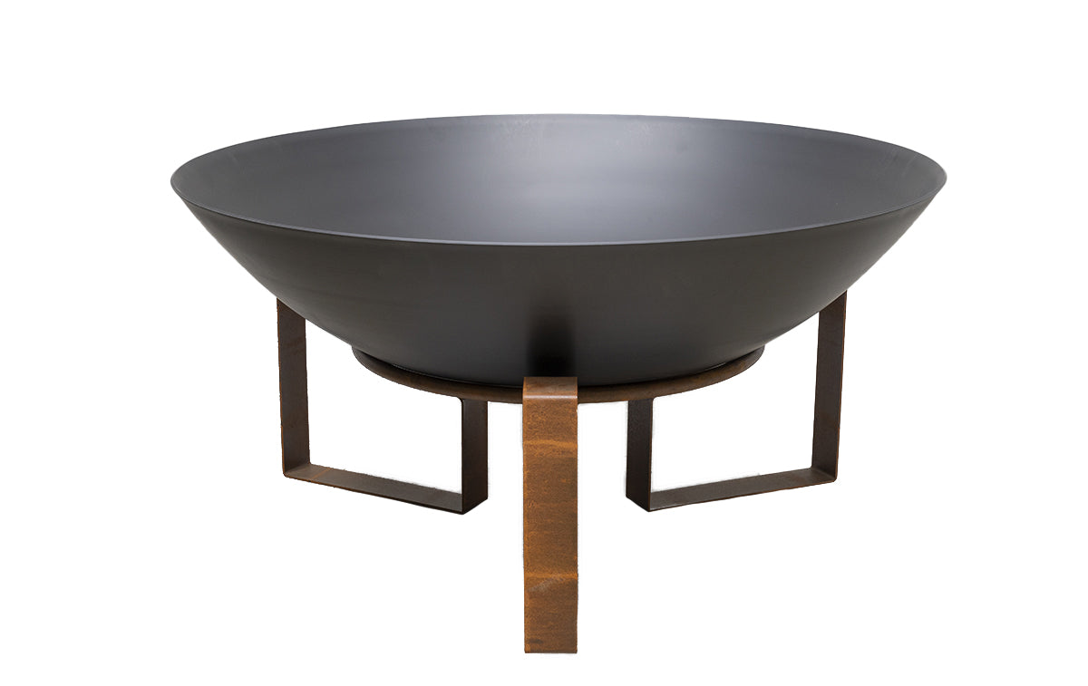 Square Fire Pit Base with Pot Belly Black Fire Pit Bowl