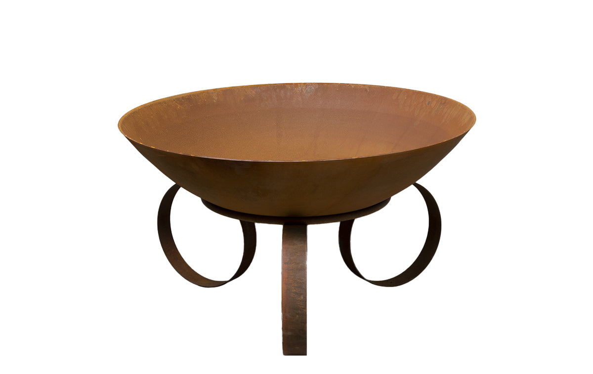 Ring Fire Pit Base and Hand Spun Corten Fire Pit Bowl