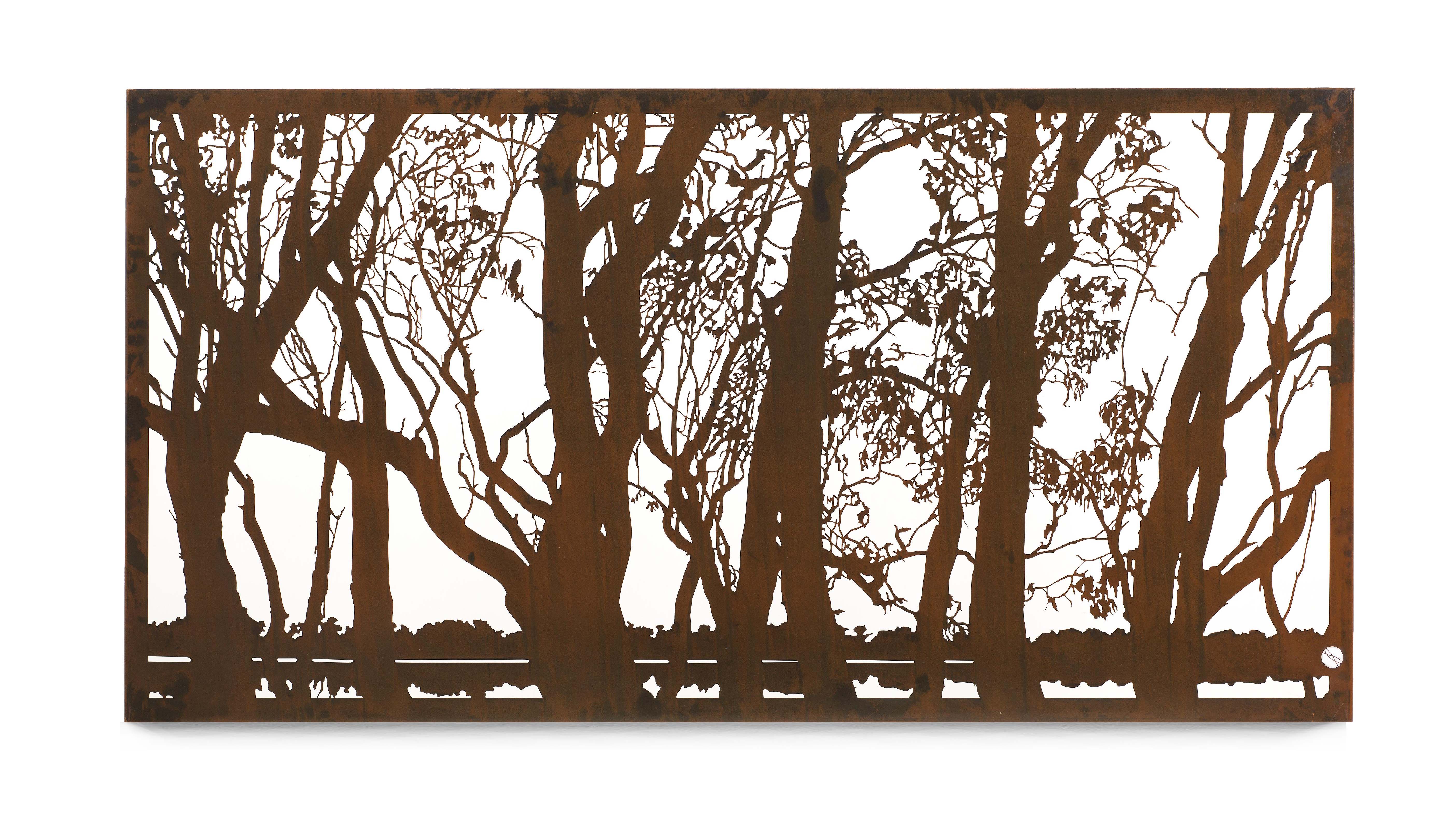 Entanglements Metal Wall Art - The Murray Large red gum laser-cut wall art made out of corten steel, depicting the iconic red gums along the Murray River.