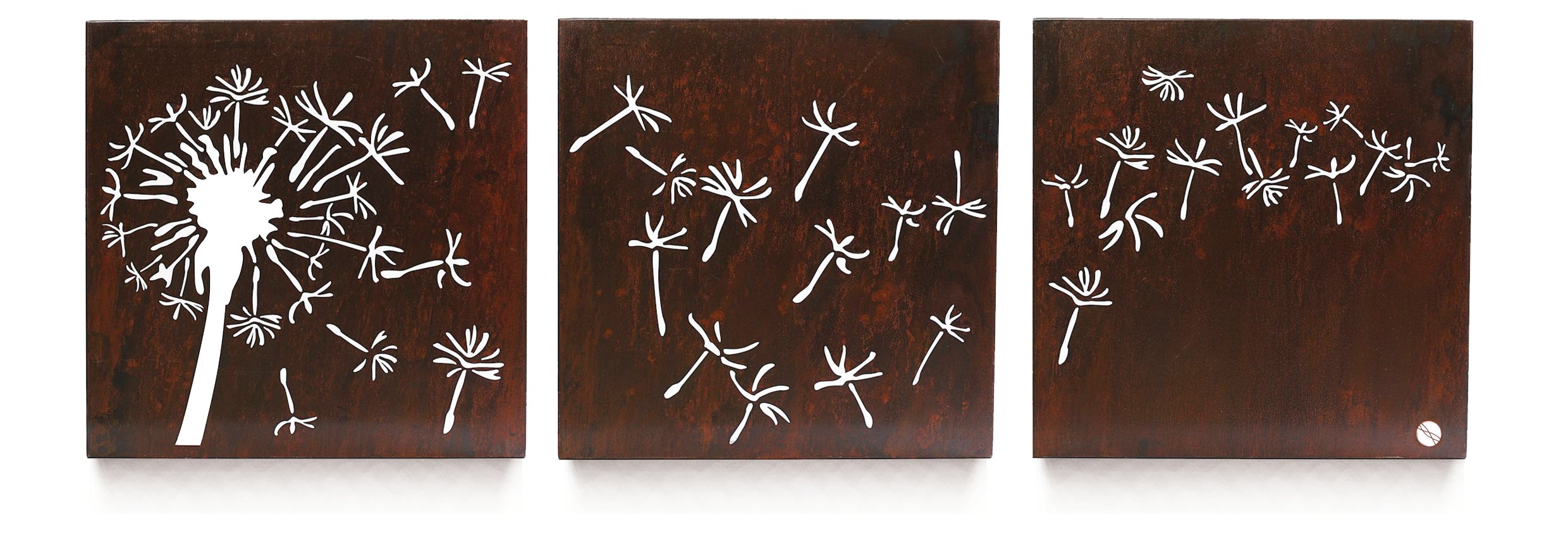 Dandelion Breeze Triptych – Metal Wall Art-light box