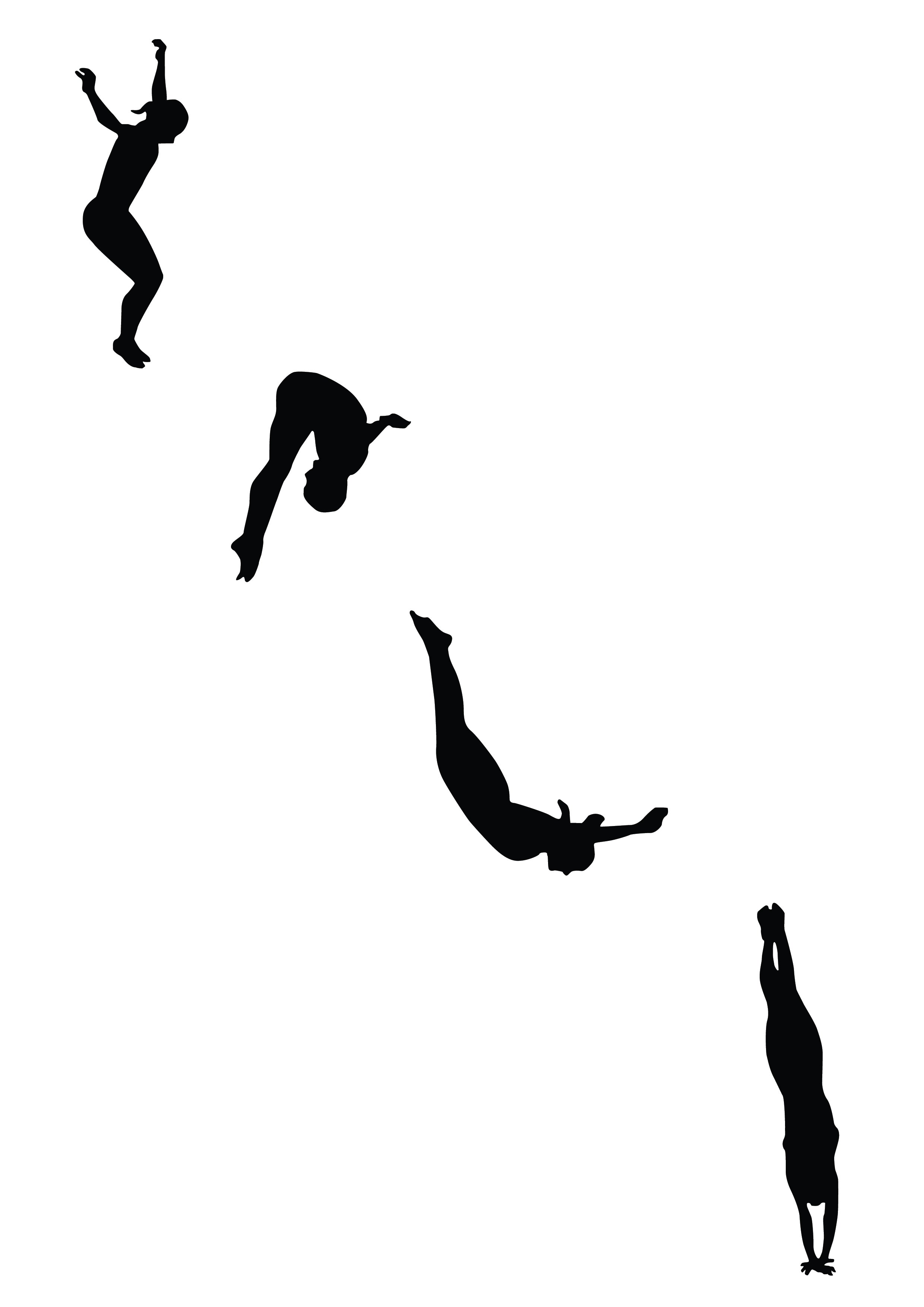 Dive Girl Silhouette Metal Wall Art (Set of 4)