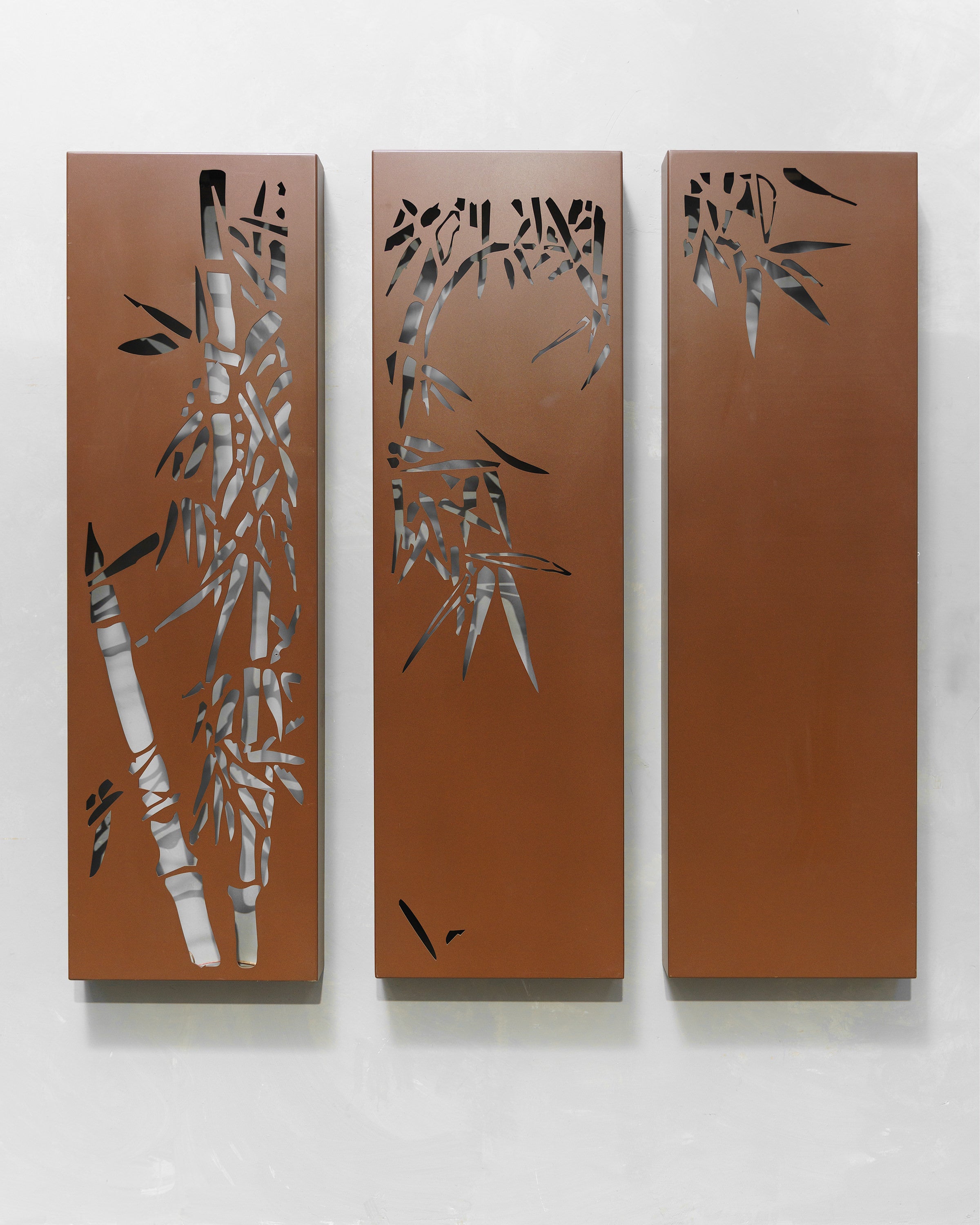Bamboo Triptych Metal Wall Art