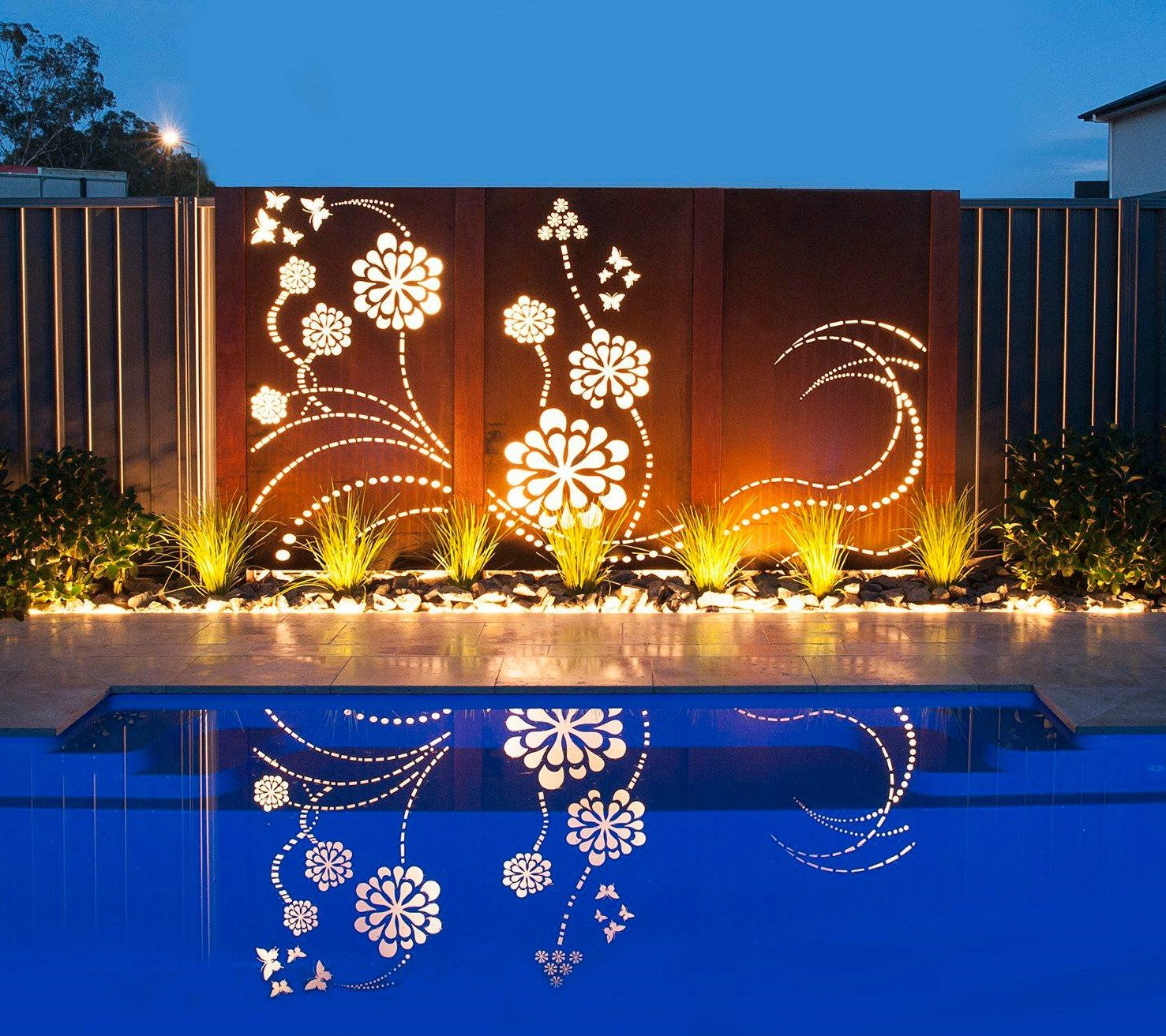 Flower Wave Triptych Metal Wall Art