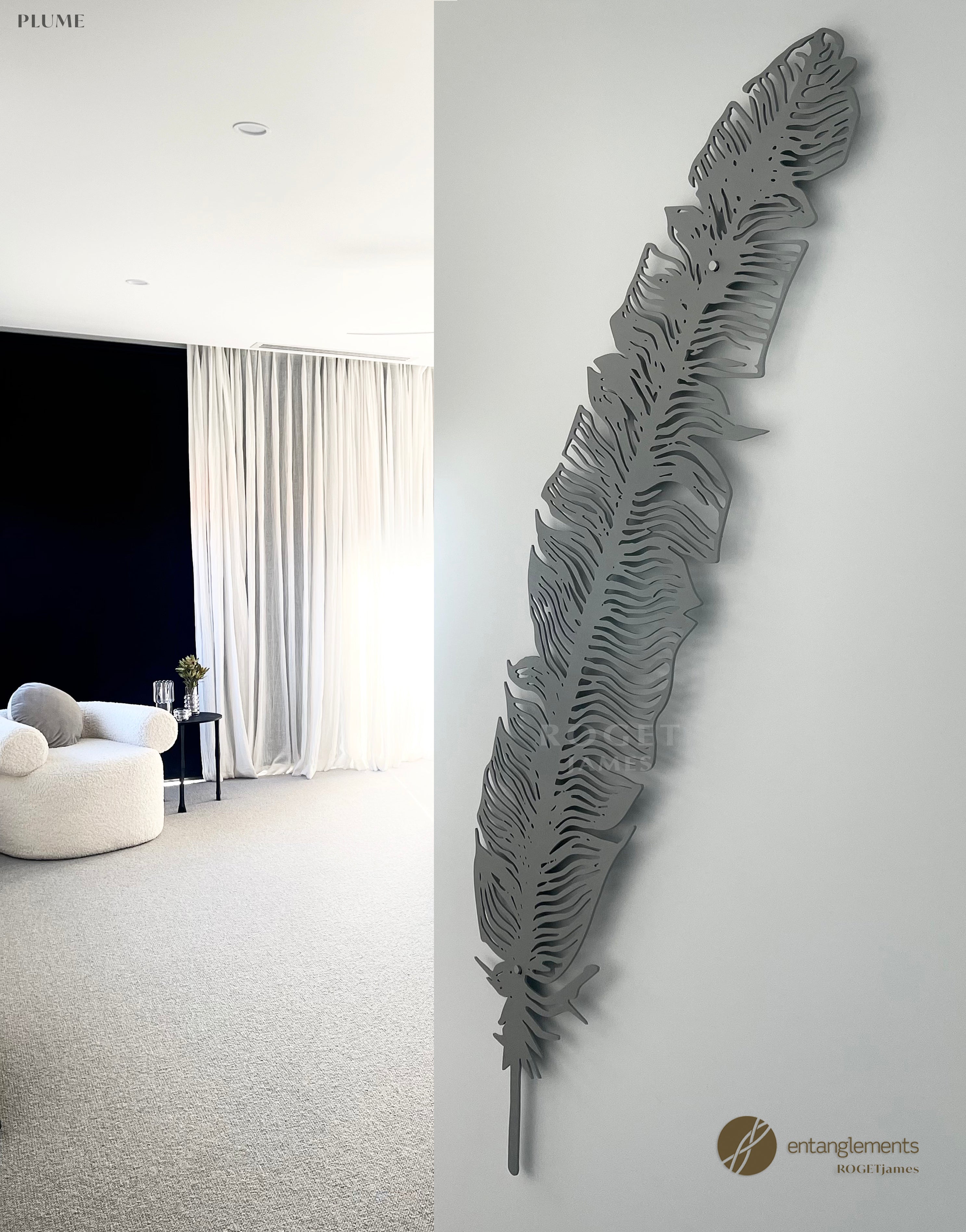 Feather Deco Metal Wall Art