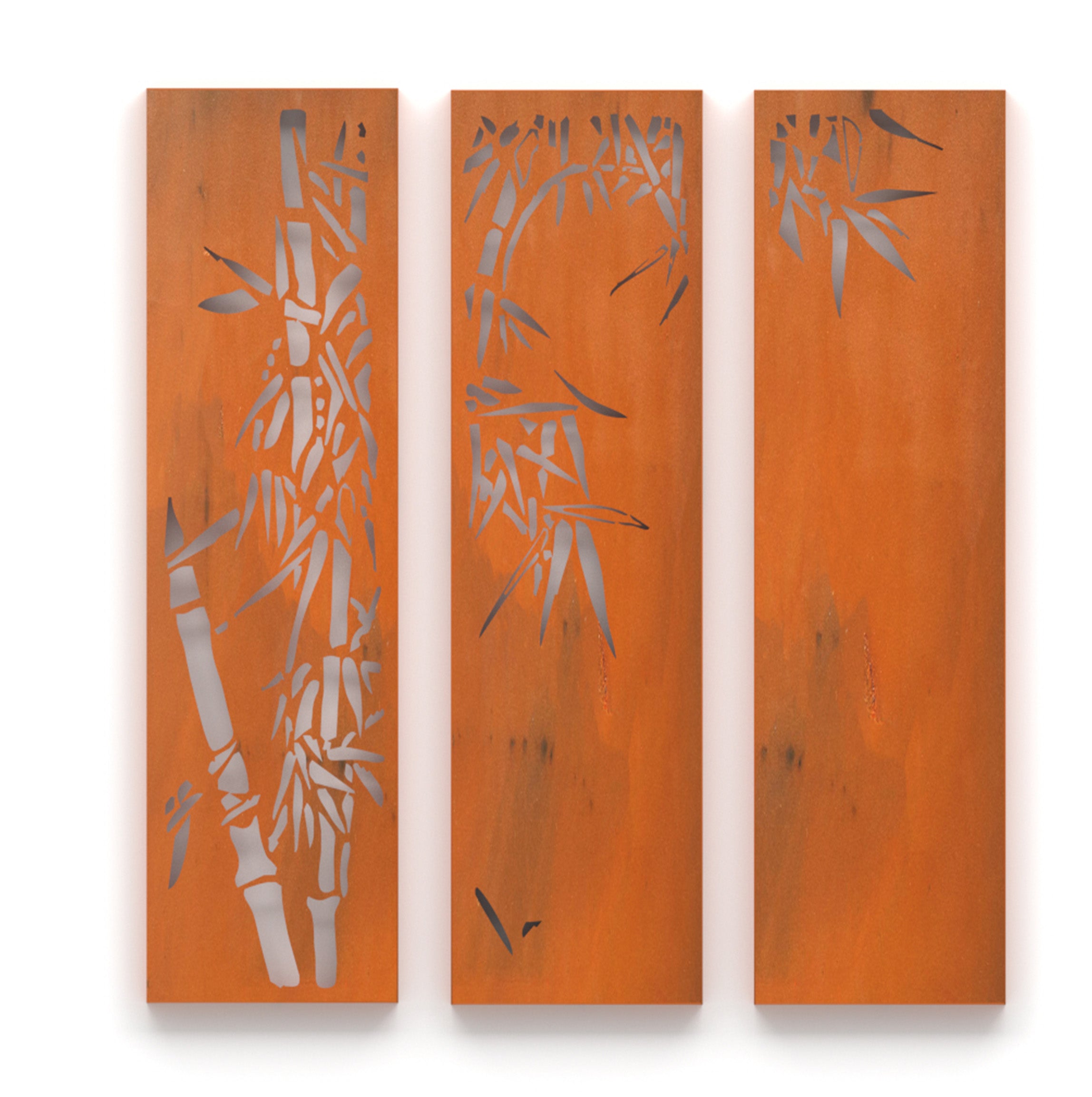 Bamboo Triptych Metal Wall Art