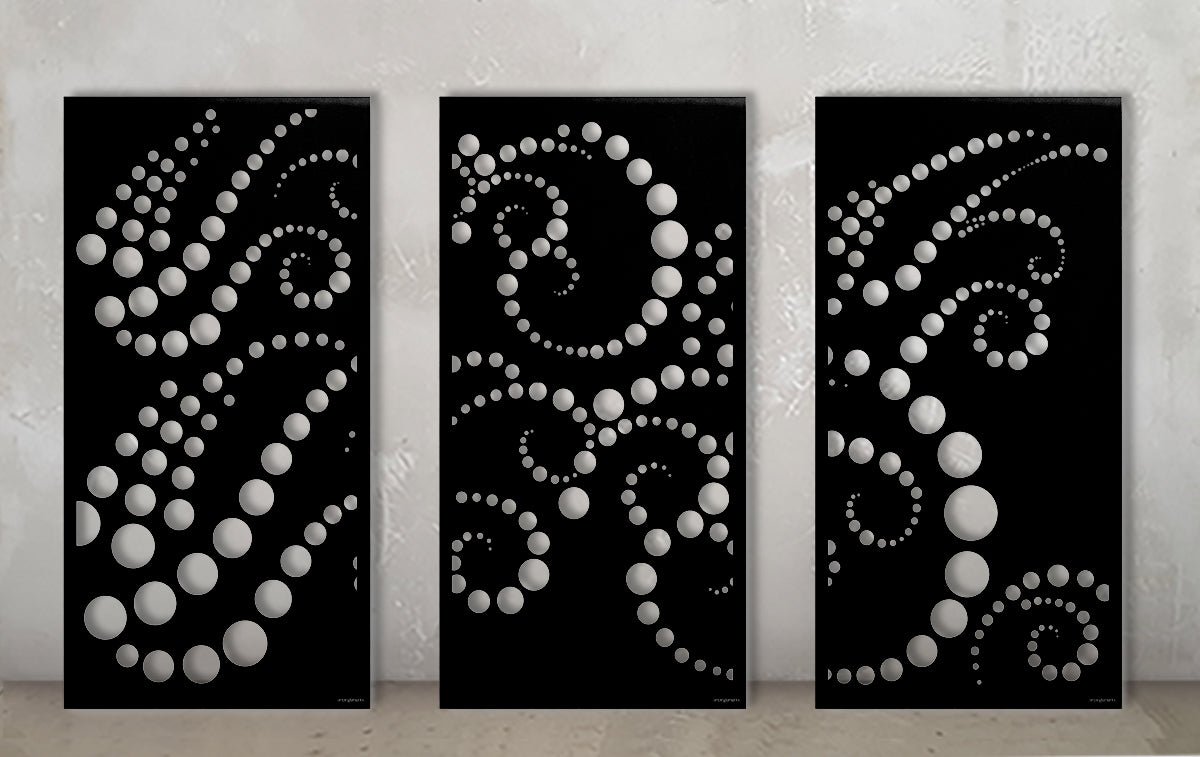 Bubble Wave Triptych-Outdoor Privacy Screen