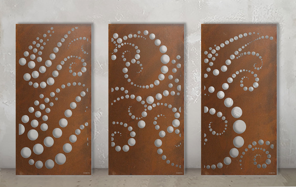 Bubble Wave Triptych-Outdoor Privacy Screen