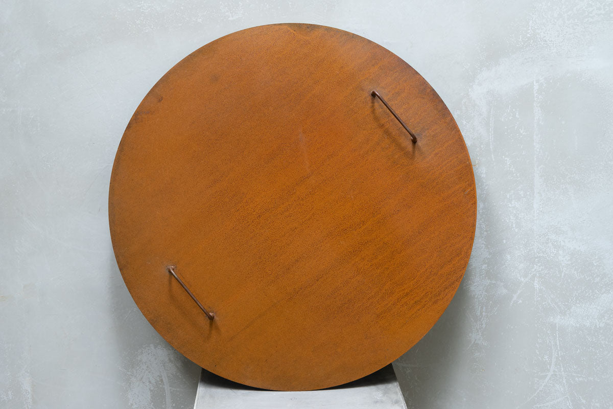 Square Fire Pit Base with Hand Spun Corten Fire Pit Bowl