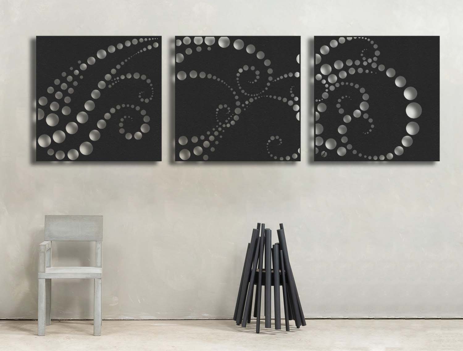 Bubble Wave Triptych Metal Wall Art