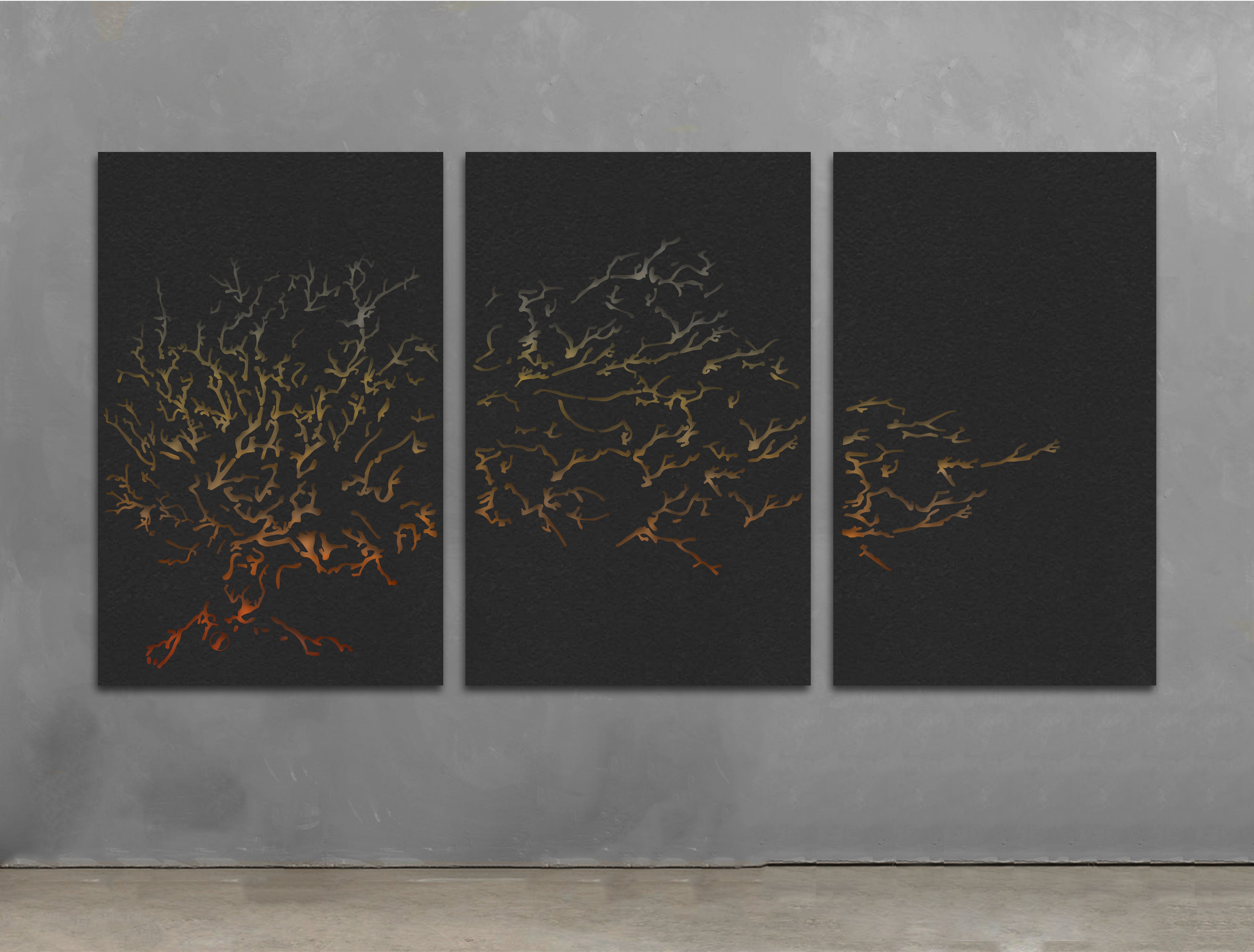 Coral Fan Triptych – Metal Wall Art
