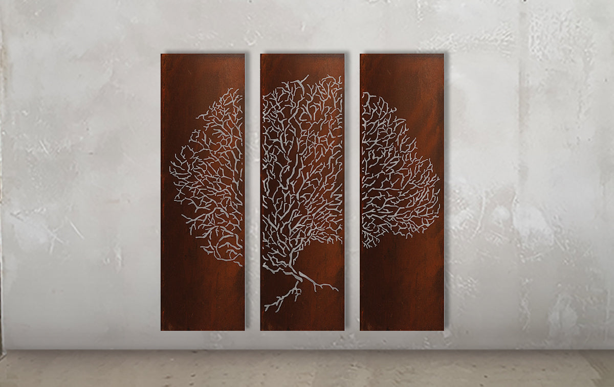 Sea Fan Triptych Metal Wall Art