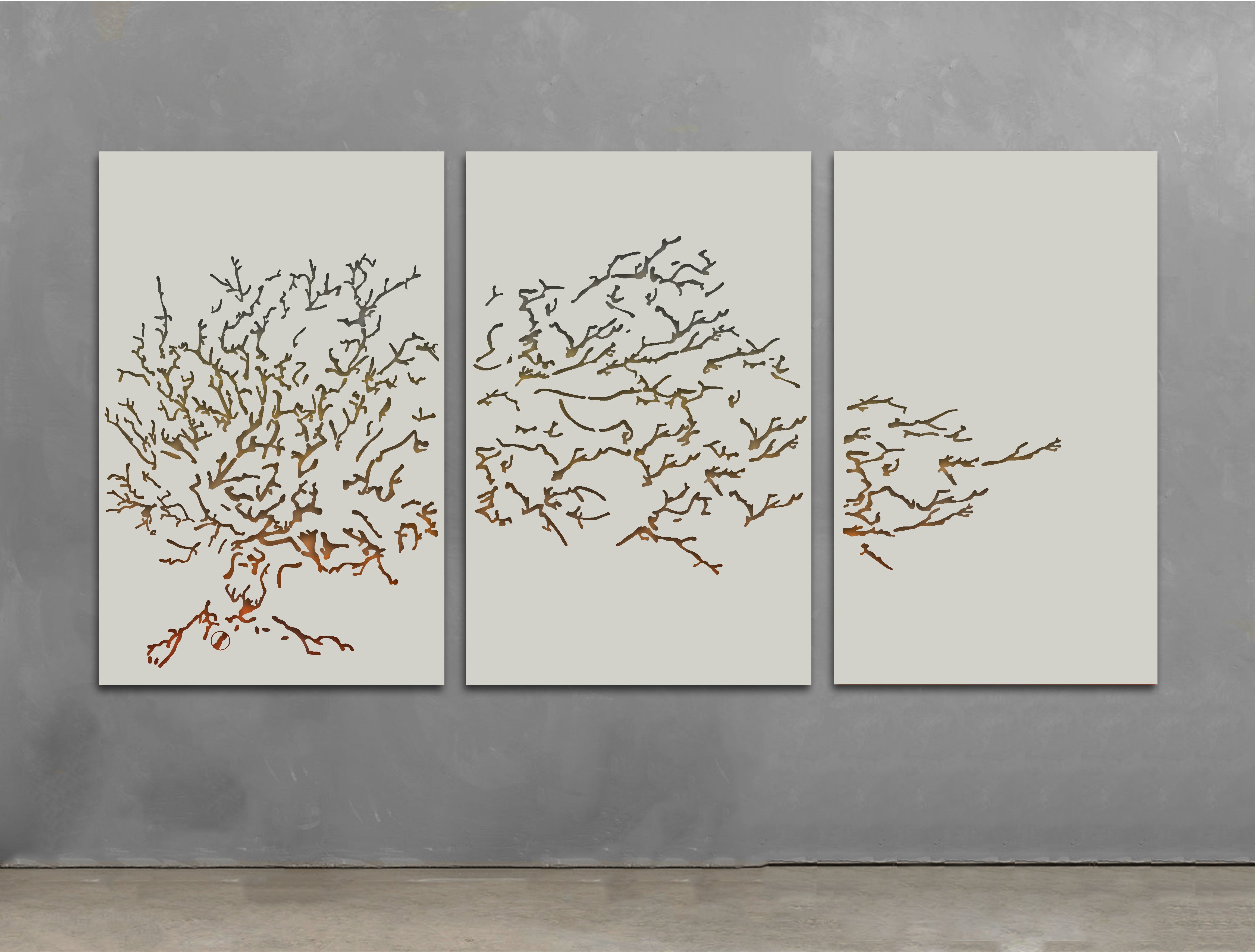 Coral Fan Triptych – Metal Wall Art