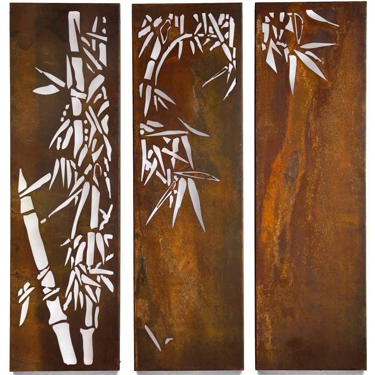 Bamboo Triptych Metal Wall Art