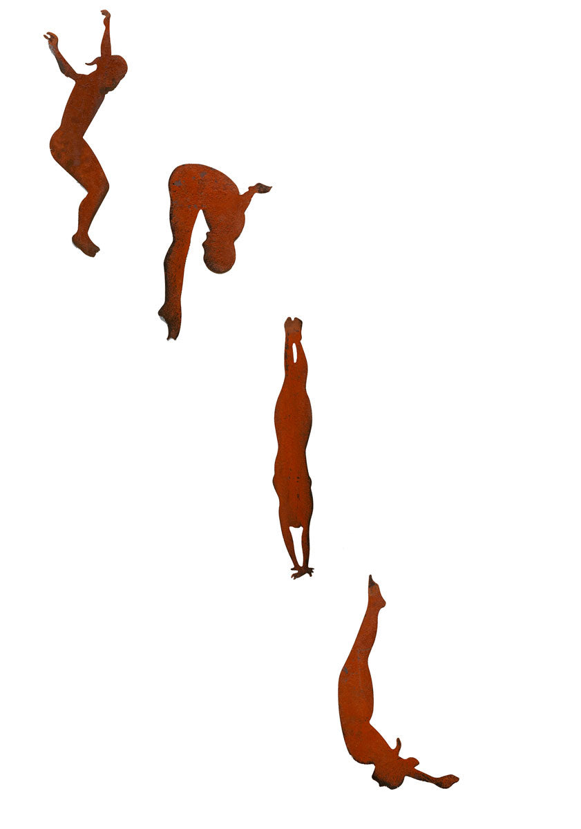 Dive Girl Silhouette  (Set of 4) – Metal Wall Art