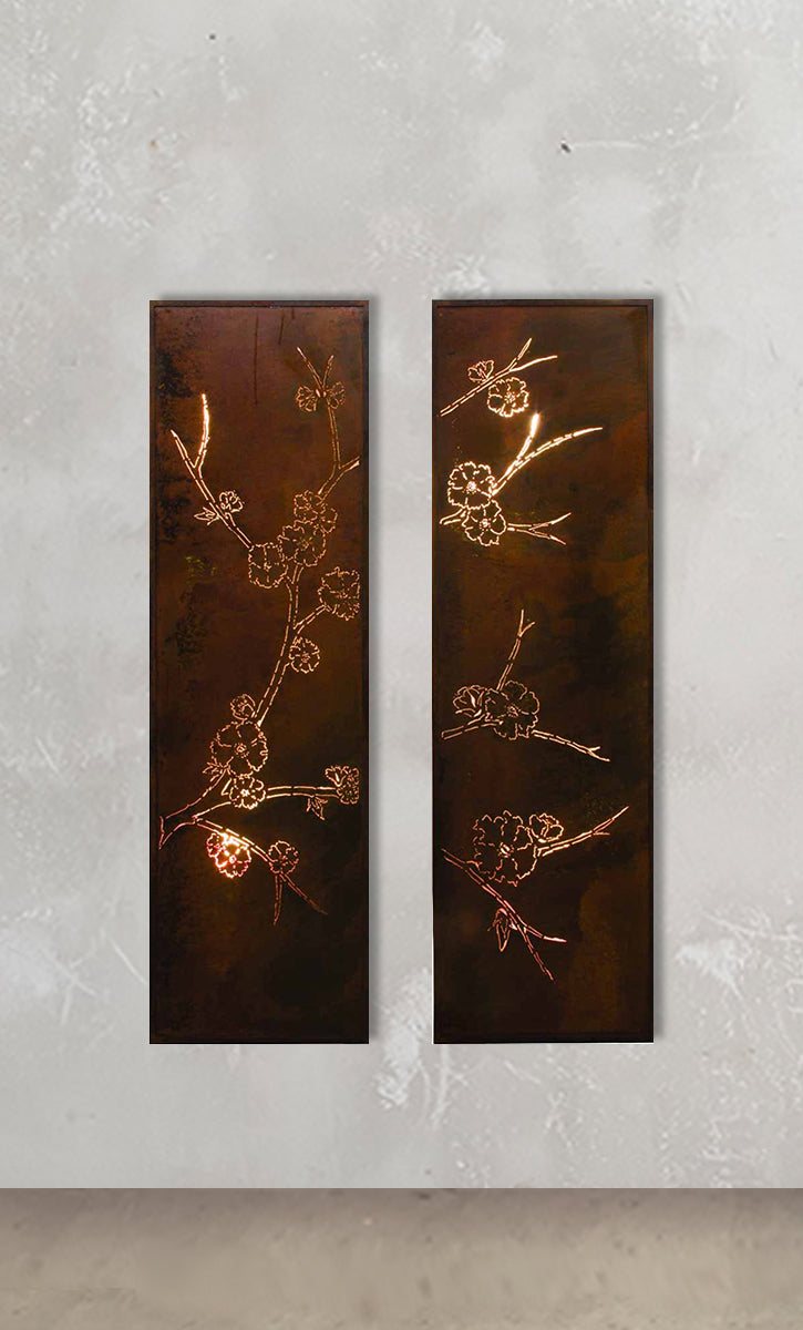 Pair of Blossom Panels – Metal Wall Art