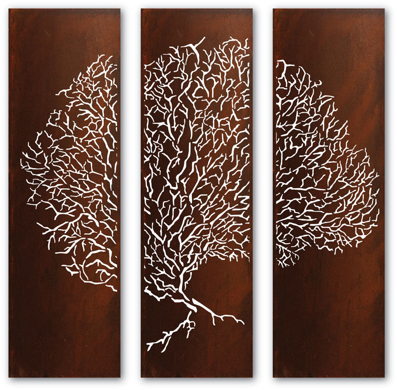 Sea Fan Triptych Metal Wall Art